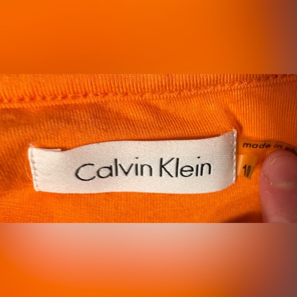 Calvin Klein Sz-10 Orange Stretchy Cotton Long Maxi Dress - Picture 3 of 3